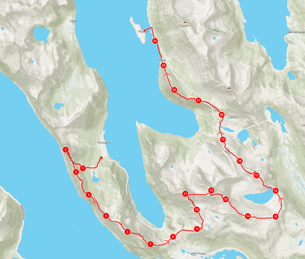 Løypekart for Senja Skyrace